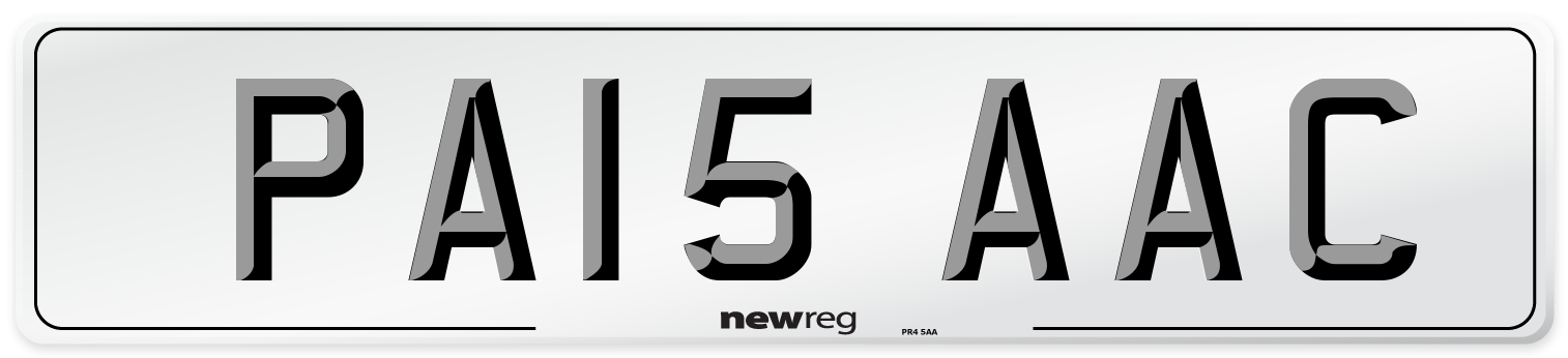 PA15 AAC Number Plate from New Reg